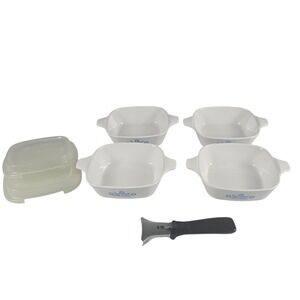 Corning Ware Blue Cornflower Petite Pan Set 4pc 12oz with 2 Lids and 1 Handle